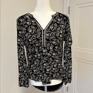 Lucky Brand Black and White Floral Blouse Size Small
